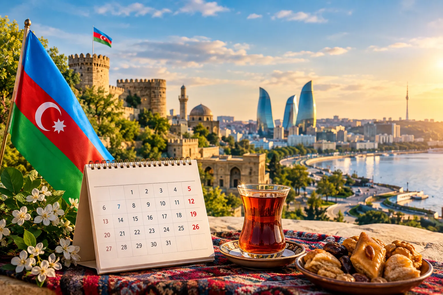 العطل الرسمية في أذربيجان 2026–2027: التواريخ وأيام الراحة والرحلات من باكو