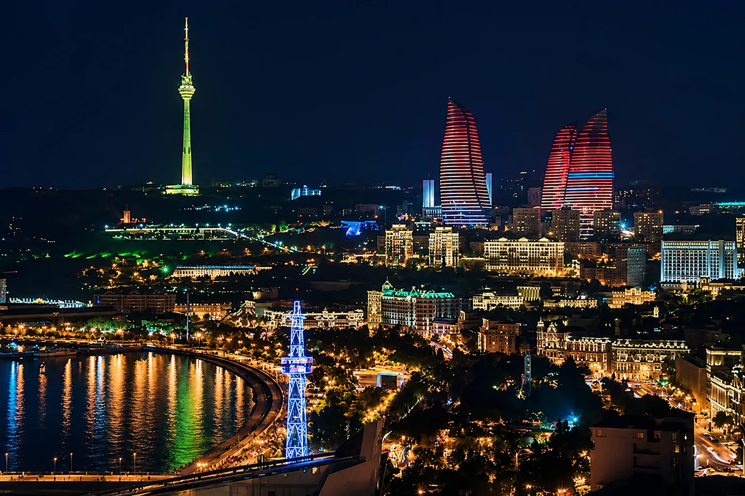 Baku at Night: Five Lit Stops in Two Hours, After Sunset — 6